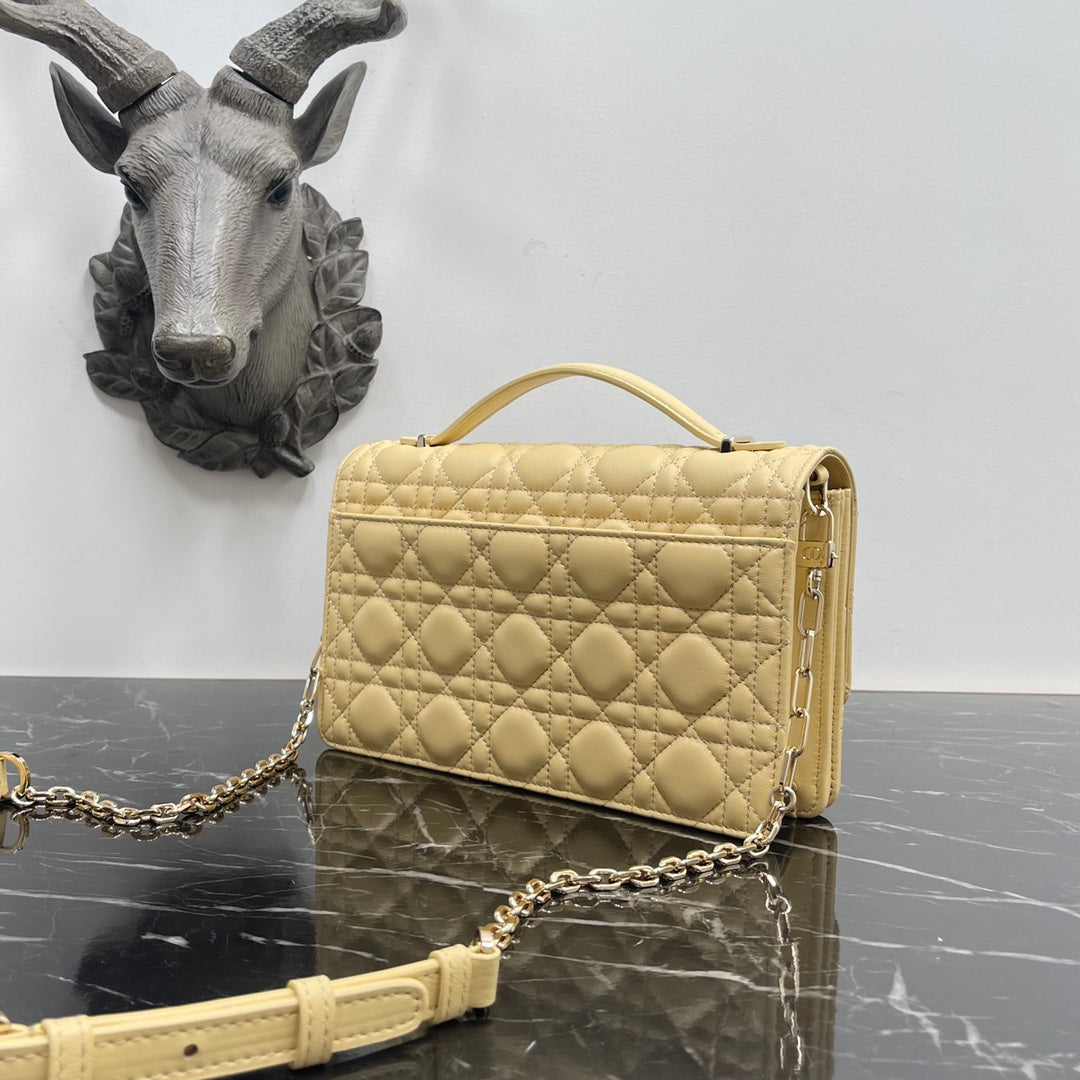 Luxury DiorMY 24 TOP HANDLE BAG YELLOW LAMBSKIN