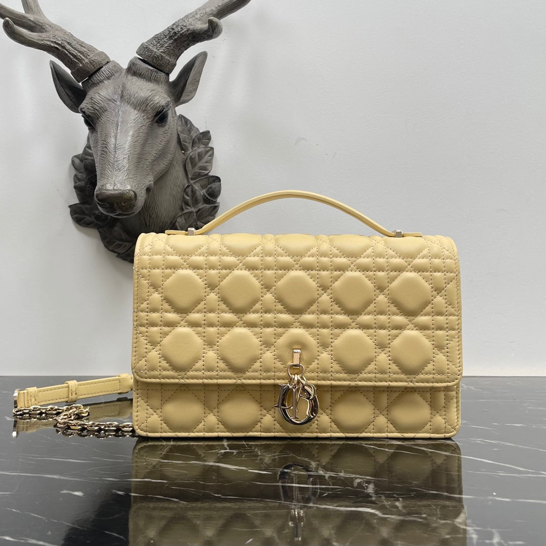 Luxury DiorMY 24 TOP HANDLE BAG YELLOW LAMBSKIN