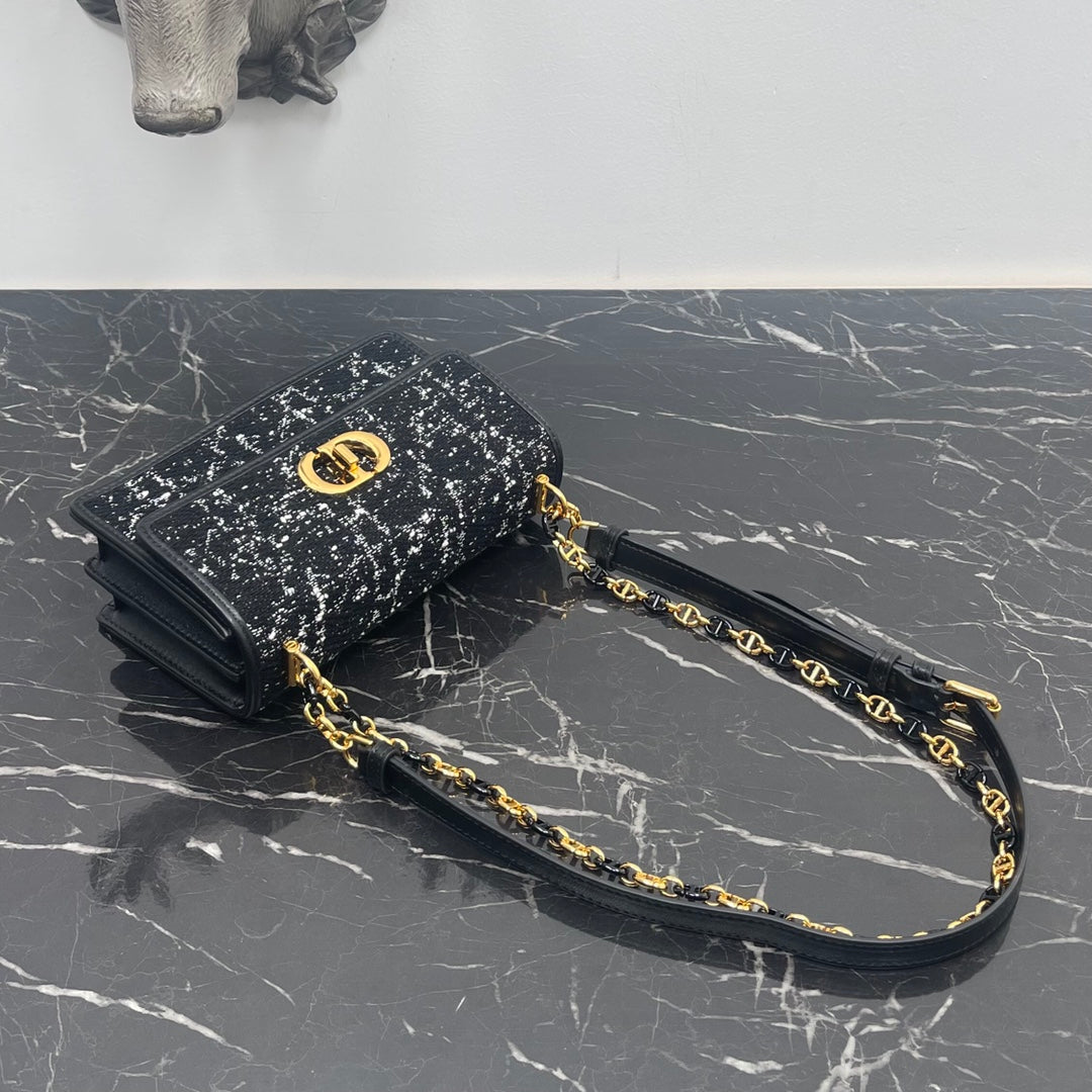 Luxury Diormiss caro mini 18 black cannage tweed
