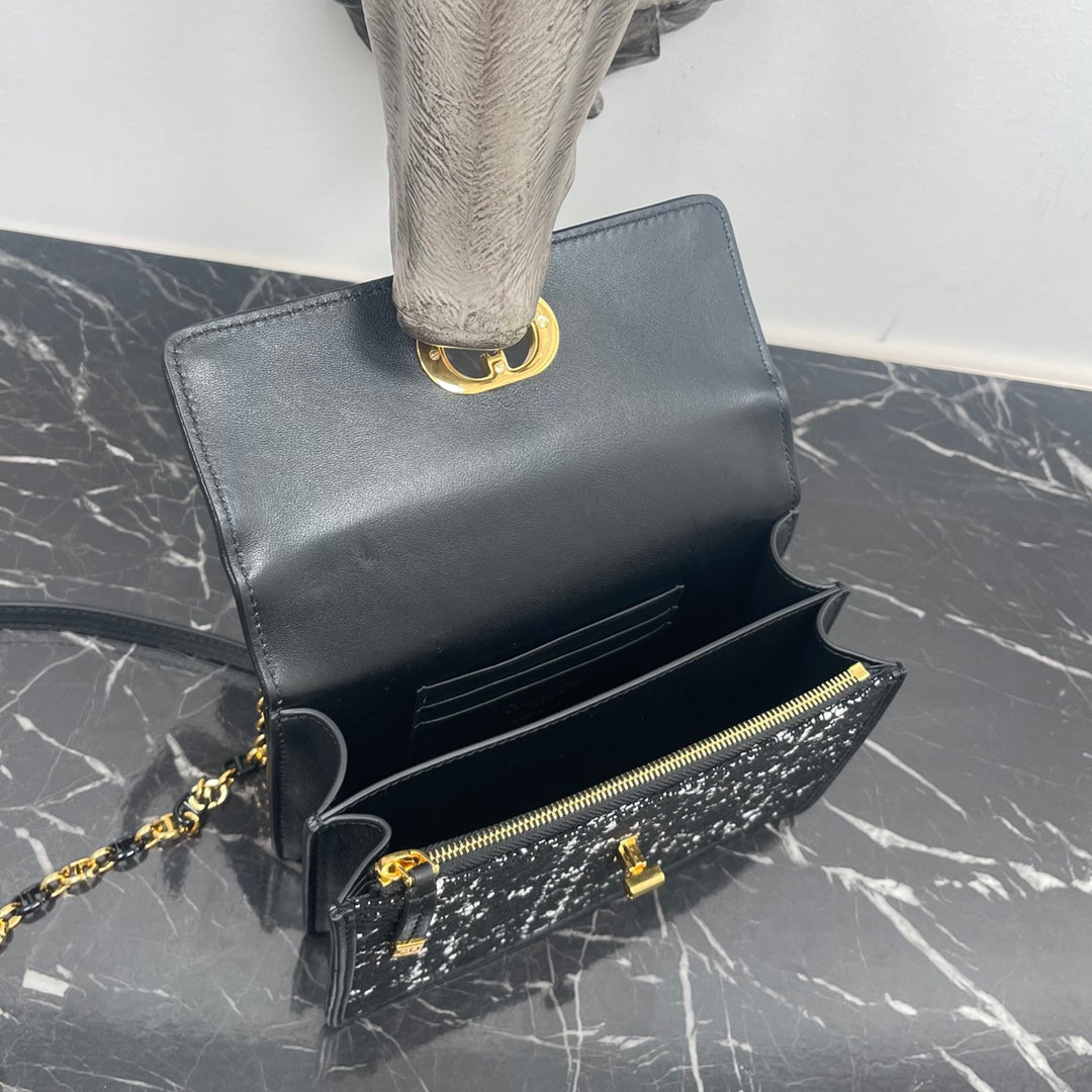 Luxury Diormiss caro mini 18 black cannage tweed