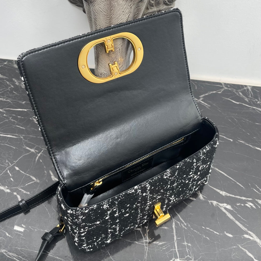 Luxury DiorSMALL CARO BAG 20 BLACK CANNAGE TWEED