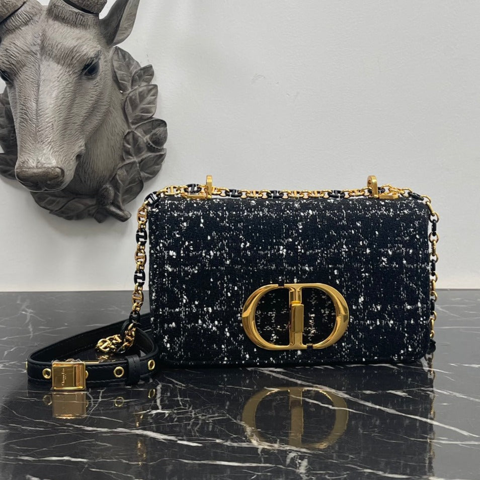 Luxury DiorSMALL CARO BAG 20 BLACK CANNAGE TWEED