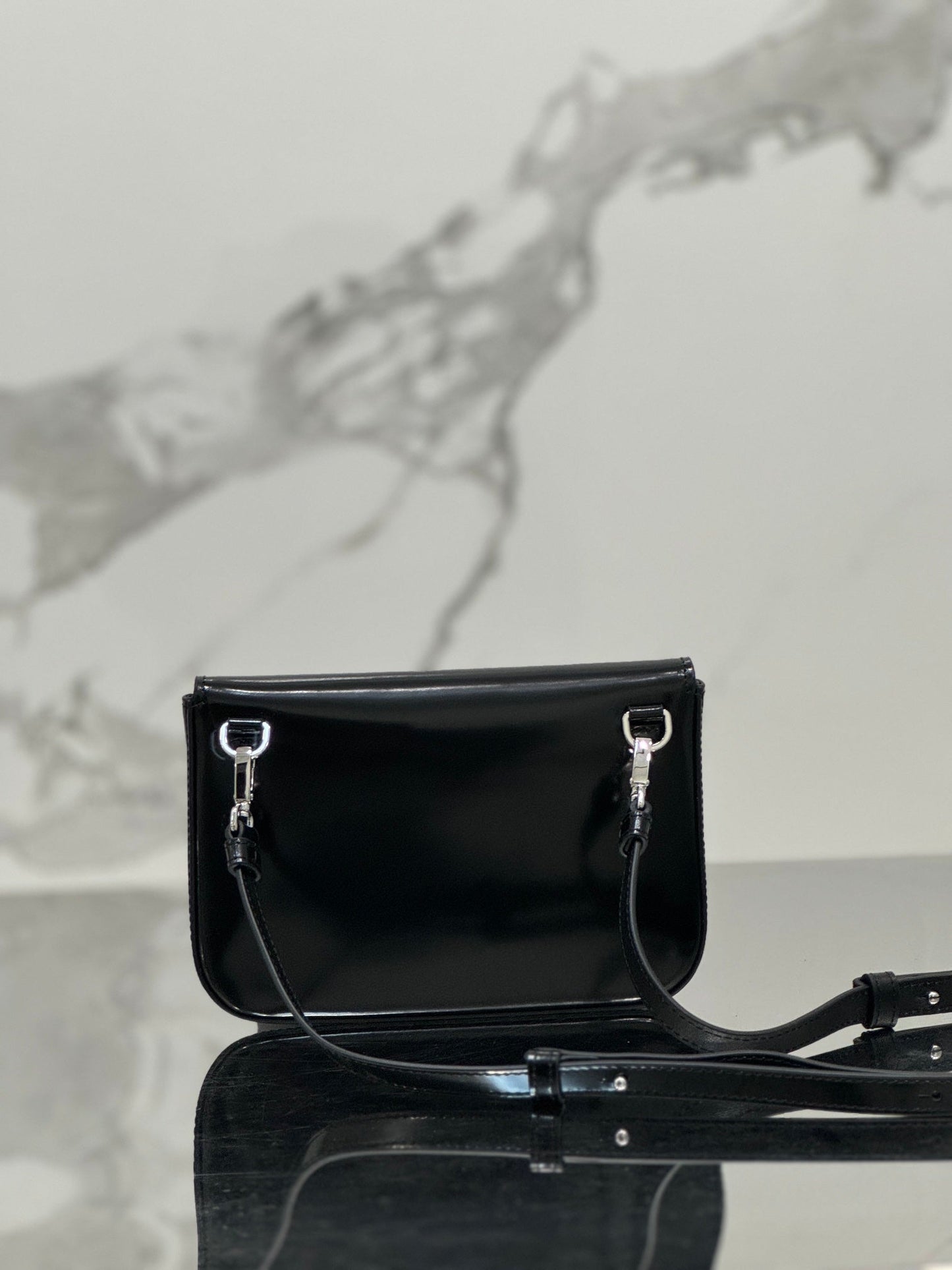 Luxury PradaFLAP BAG 18 IN BLACK SHINY CALFSKIN
