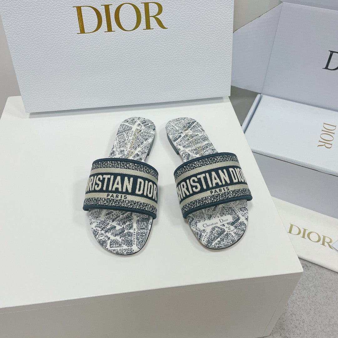 Luxury DiorMule Dway Slide 10mm Multi Motifs Style 3