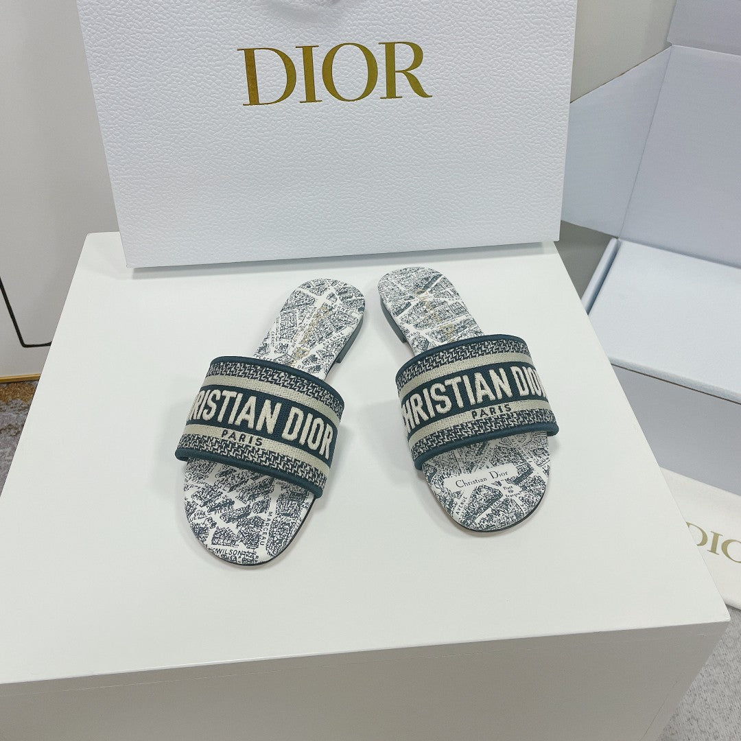 Luxury DiorMule Dway Slide 10mm Multi Motifs Style 3