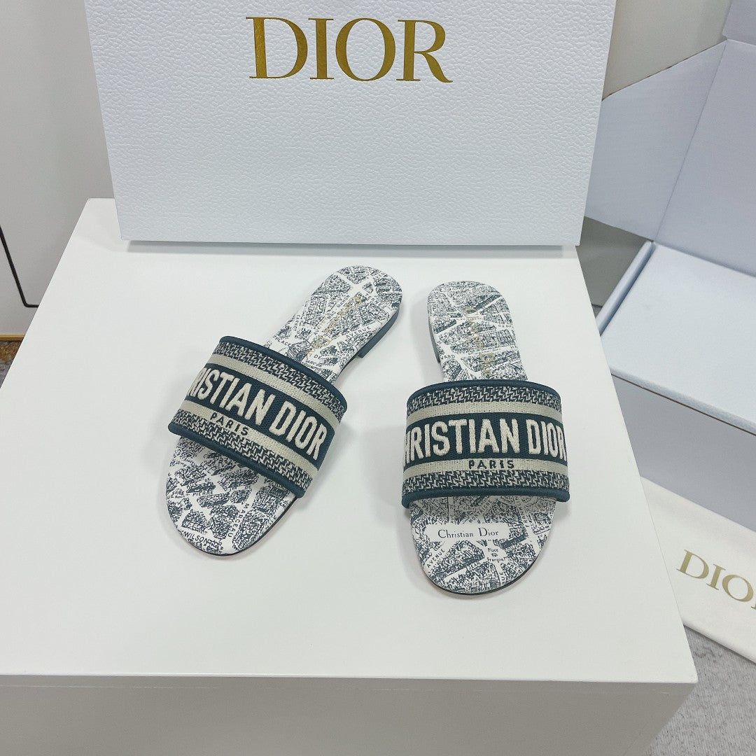 Luxury DiorMule Dway Slide 10mm Multi Motifs Style 3