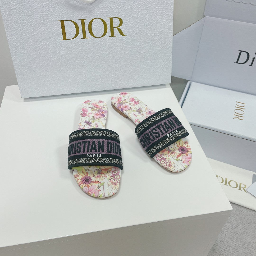 Luxury DiorMule Dway Slide 10mm Multi Motifs Style 2