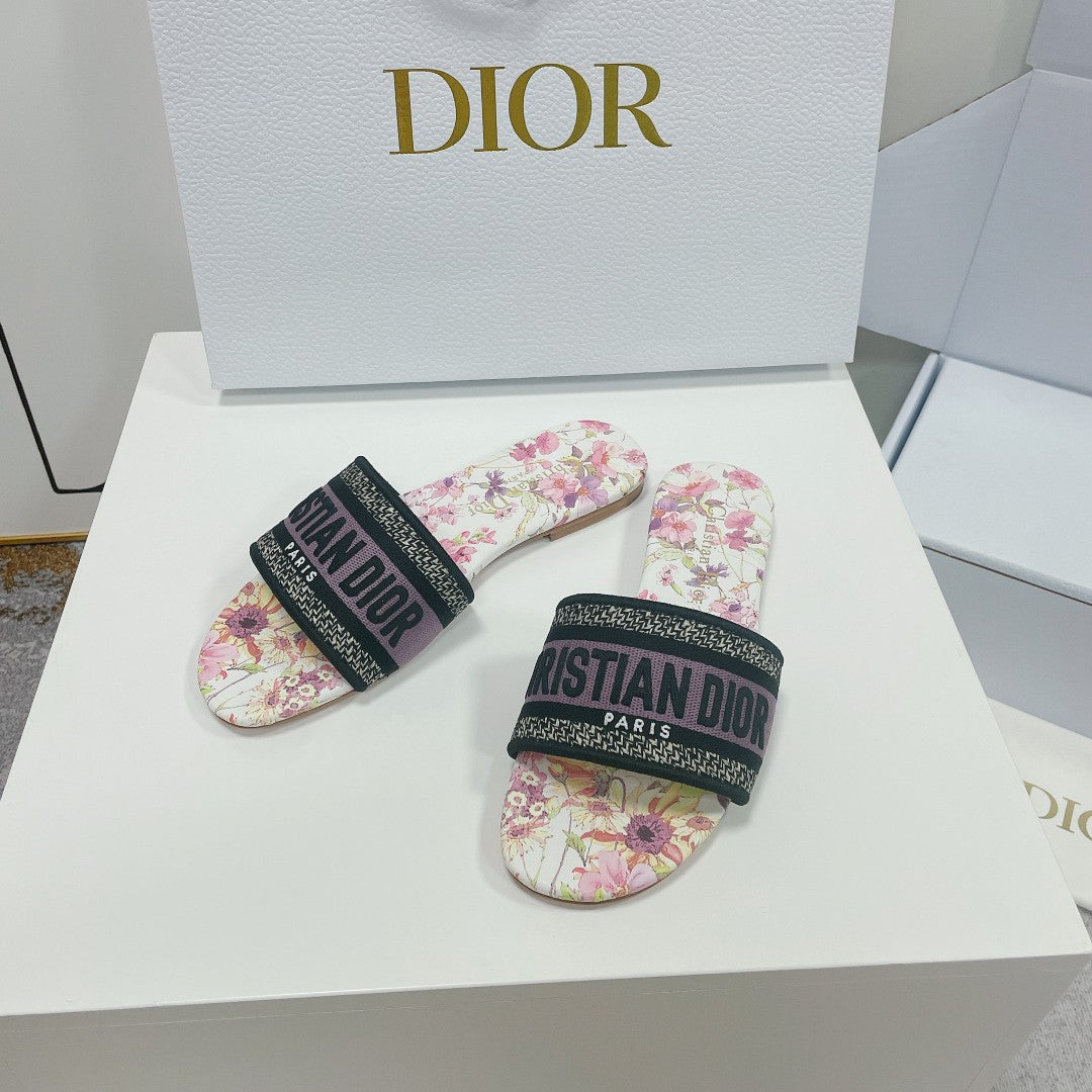 Luxury DiorMule Dway Slide 10mm Multi Motifs Style 2