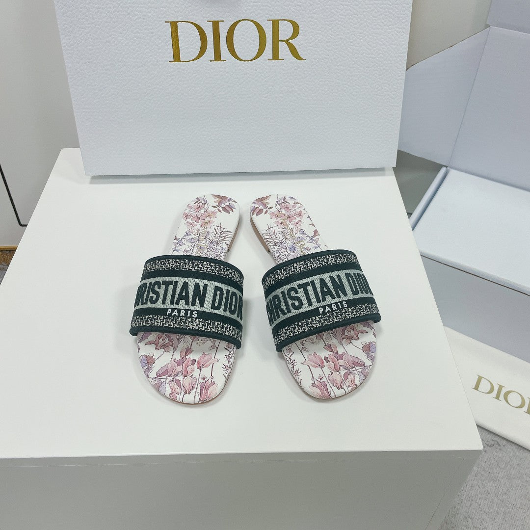 Luxury DiorMule Dway Slide 10mm Multi Motifs Style 1