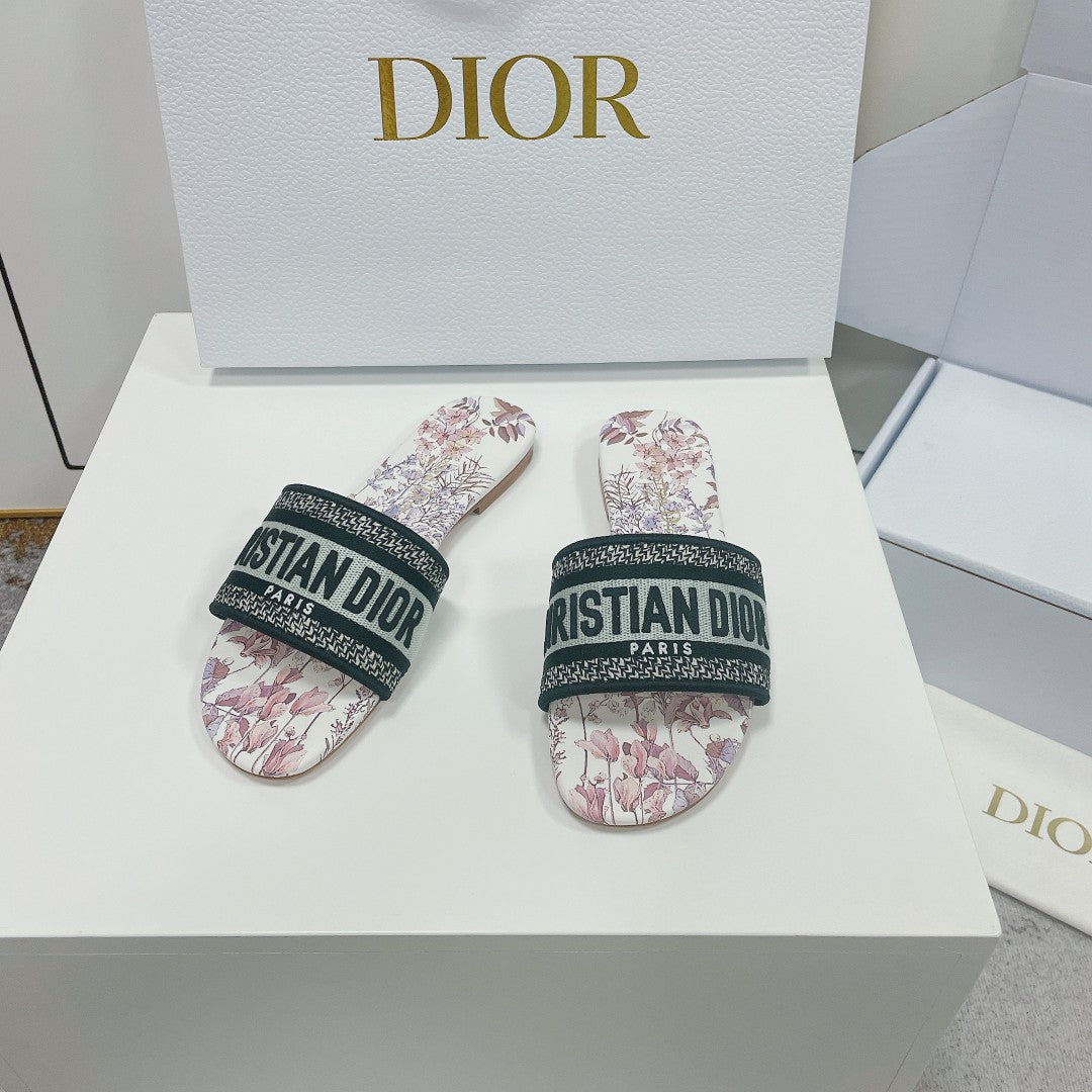 Luxury DiorMule Dway Slide 10mm Multi Motifs Style 1