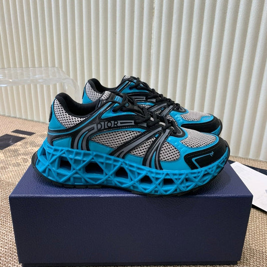 Luxury DiorSneaker B35 In Blue Mix White Black Calfskin And Fabric 113121