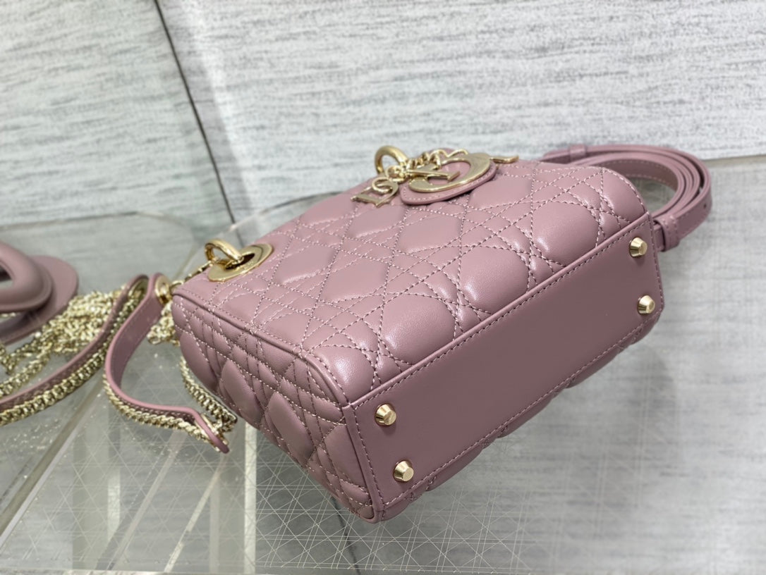 Luxury Diormini lady 17 blue lilac lambskin