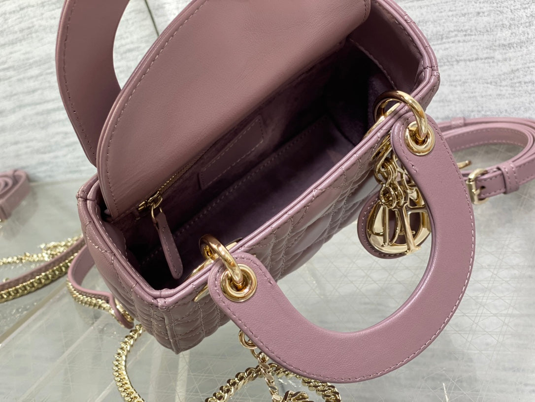 Luxury Diormini lady 17 blue lilac lambskin