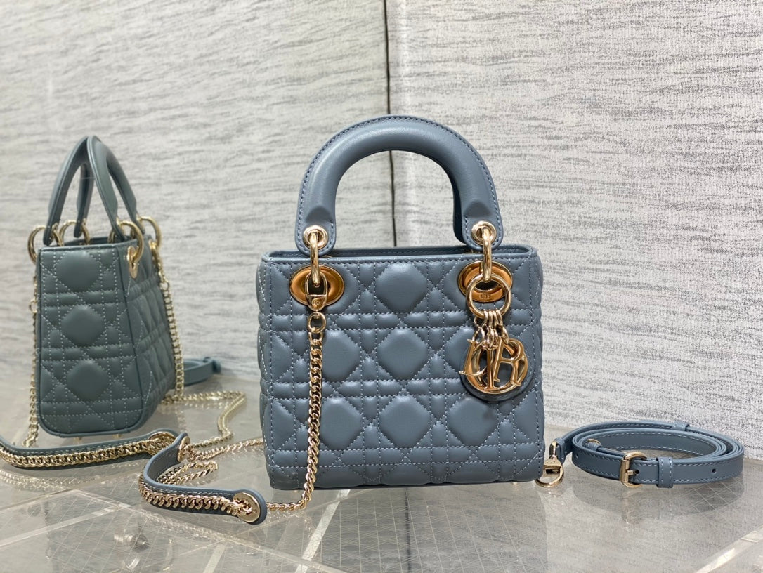 Luxury Diormini lady 17 raf blue lambskin