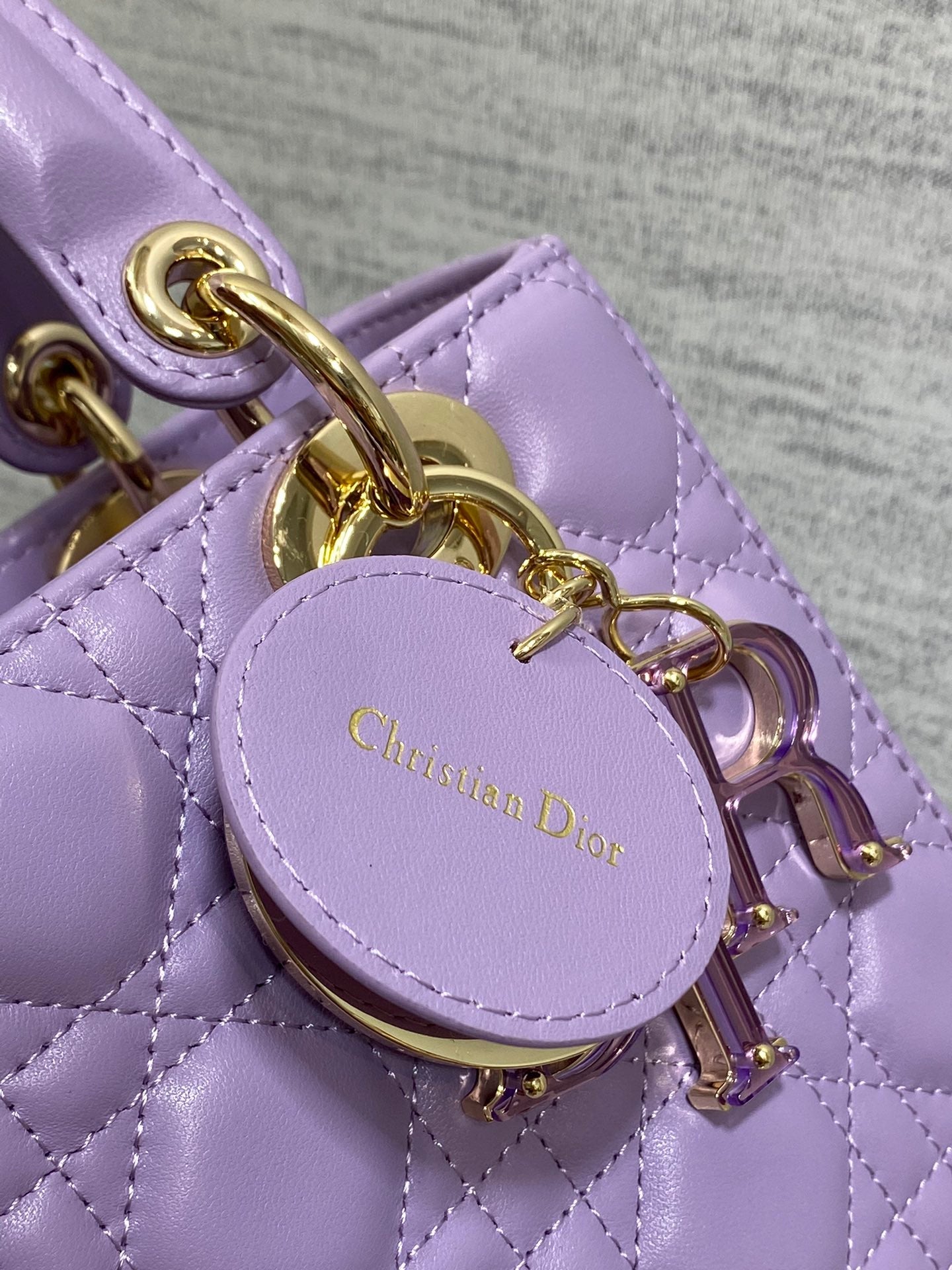Luxury DiorLady Bag 20cm Violet Lambskin