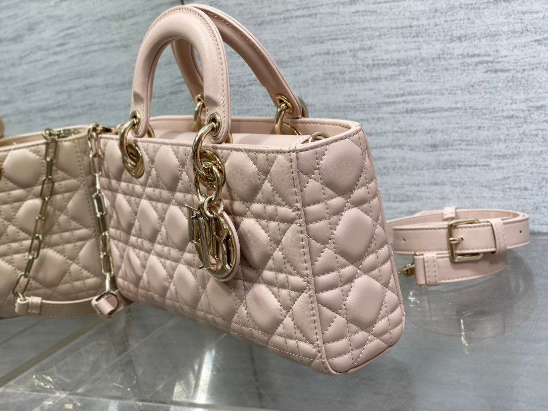 Luxury DiorMEDIUM LADY D-JOY 26 POWDER PINK LAMBSKIN