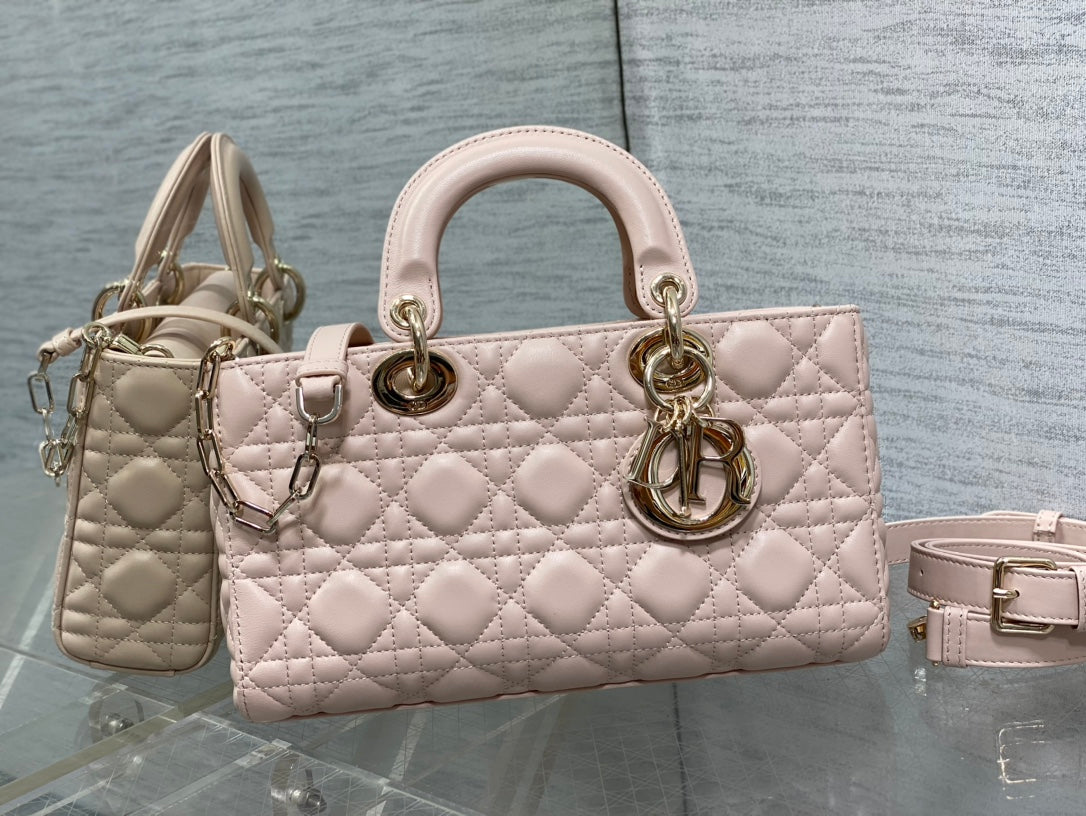 Luxury DiorMEDIUM LADY D-JOY 26 POWDER PINK LAMBSKIN