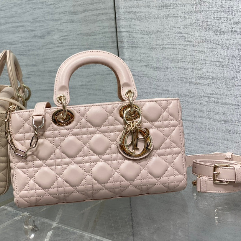 Luxury DiorMEDIUM LADY D-JOY 26 POWDER PINK LAMBSKIN