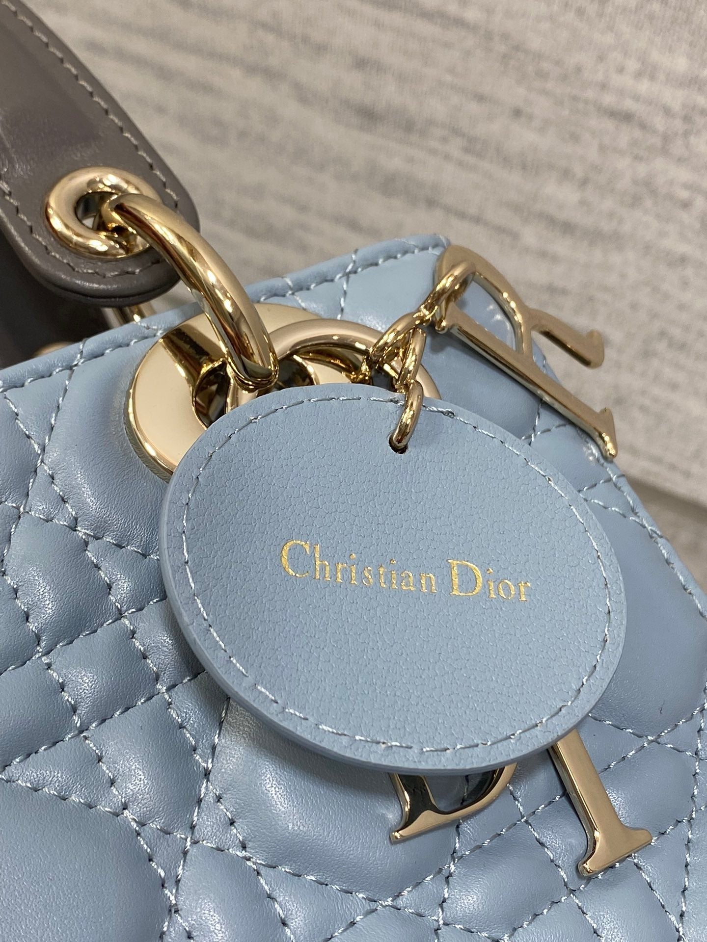 Luxury DiorLady Bag 20cm Celeste Blue Grey Lambskin