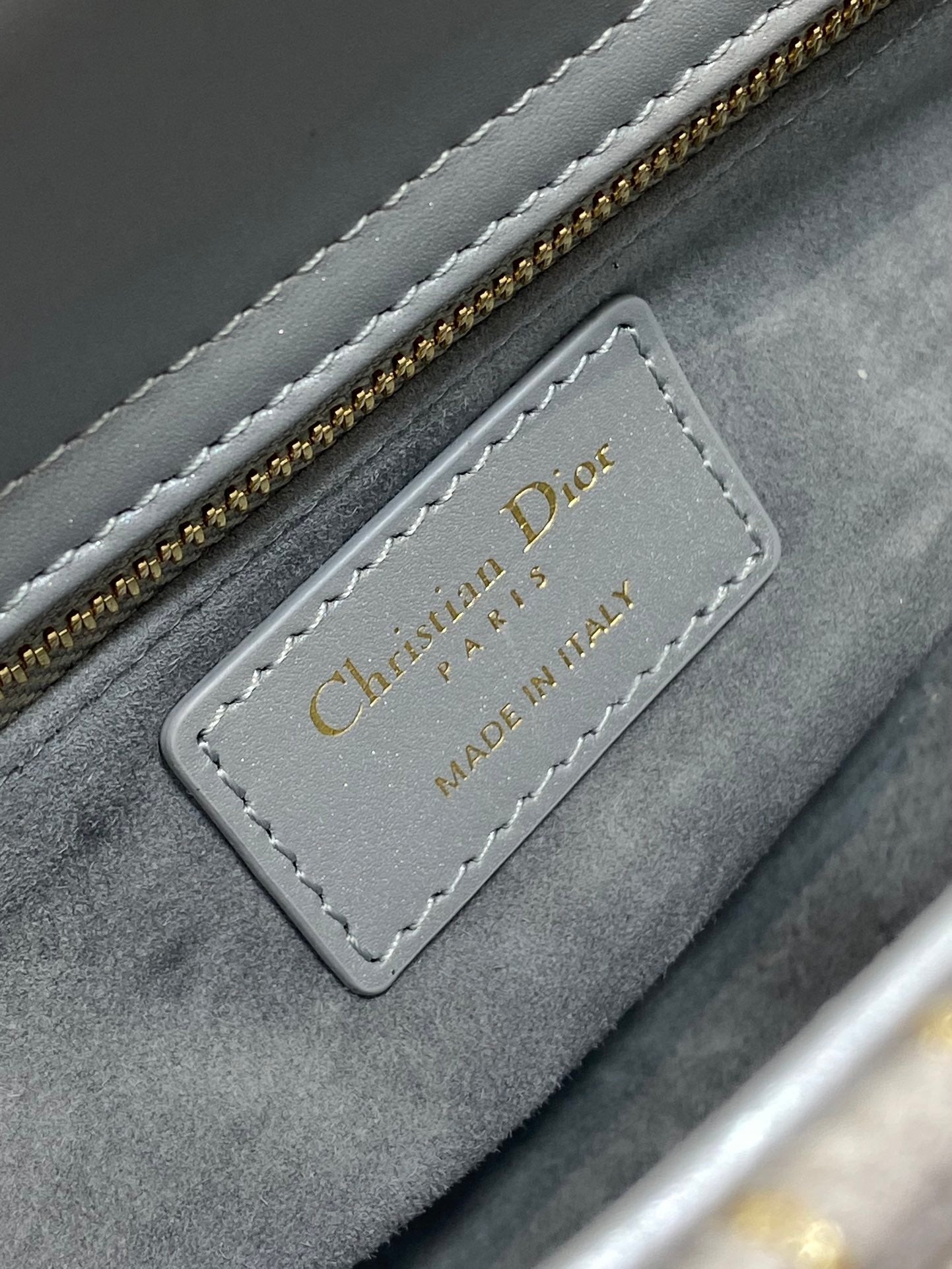 Luxury DiorMedium Lady 24 Silver Metalic Lambskin Pearl