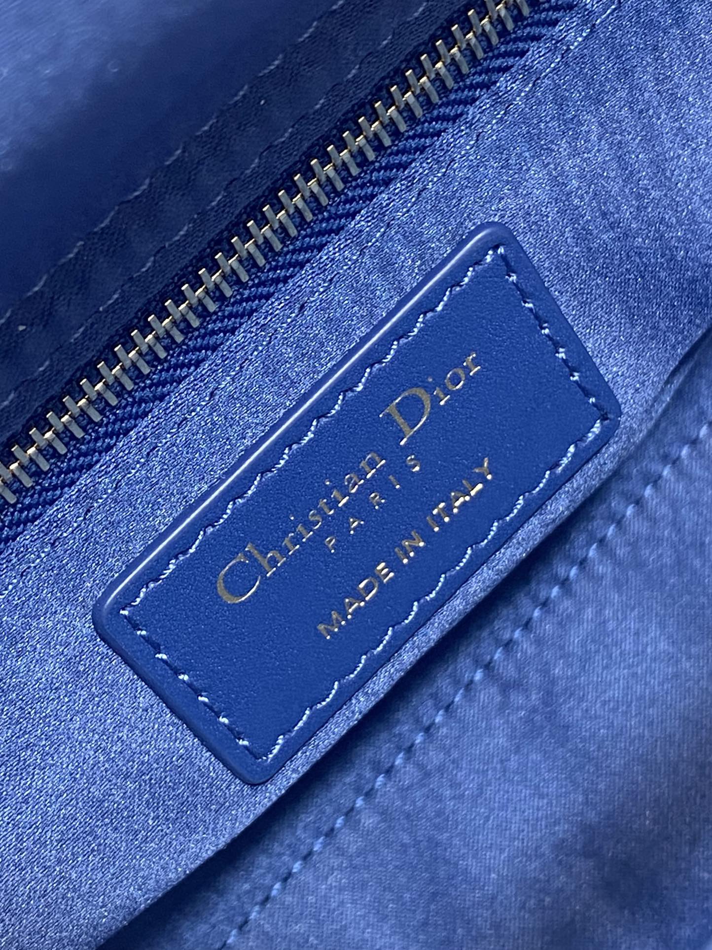 Luxury DiorLady Bag 20cm Blue Lambskin Crystal Embellished