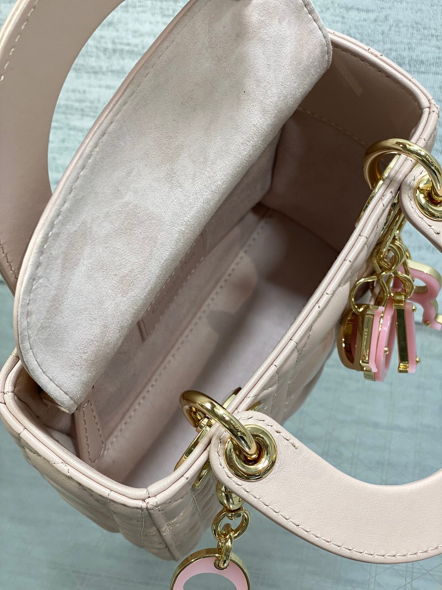 Luxury DiorLady 17cm Pink Lambskin Pink Charm