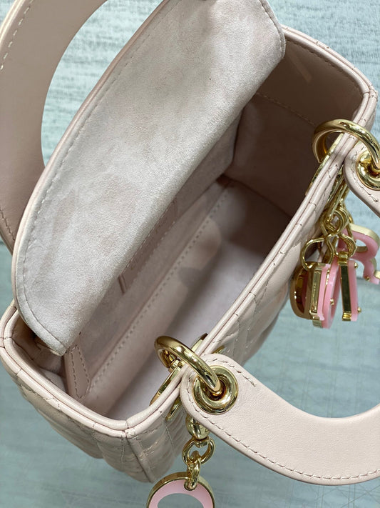 Luxury DiorLady 17cm Pink Lambskin Pink Charm