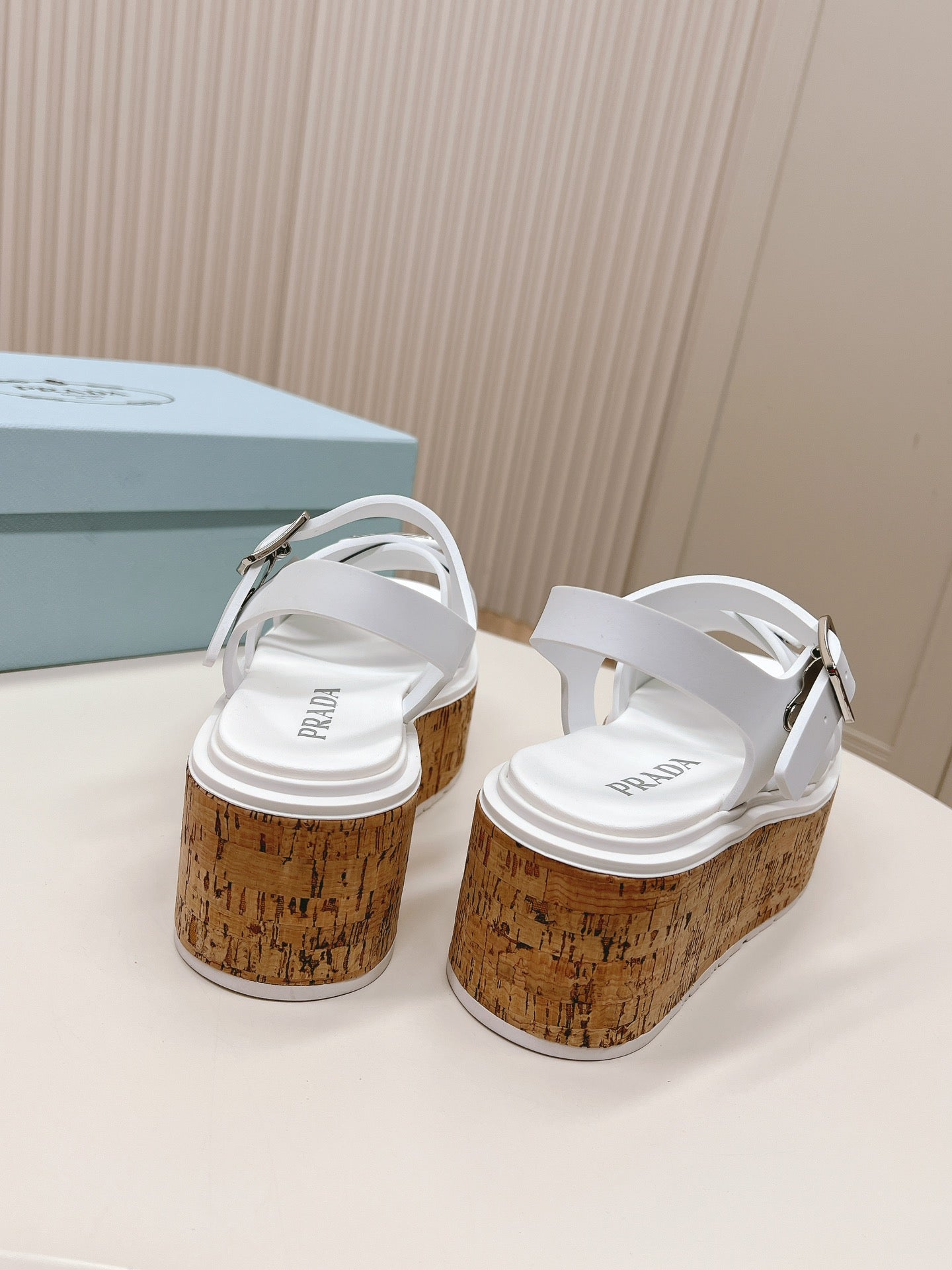 Luxury PradaHigh Heel 80 Sandal White