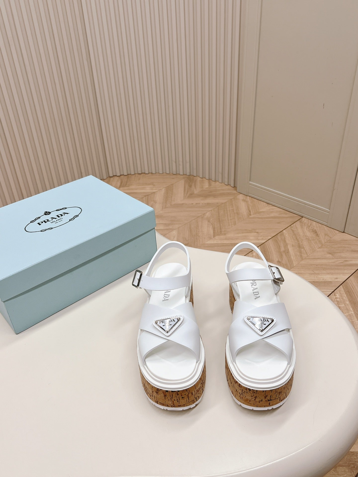 Luxury PradaHigh Heel 80 Sandal White