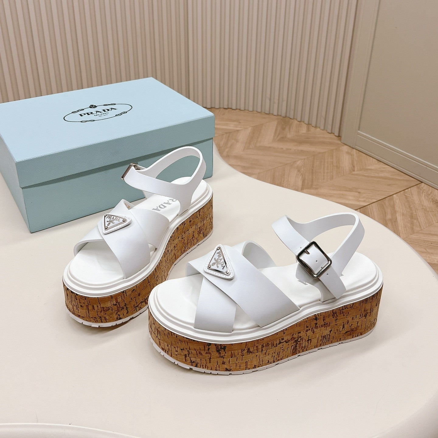 Luxury PradaHigh Heel 80 Sandal White