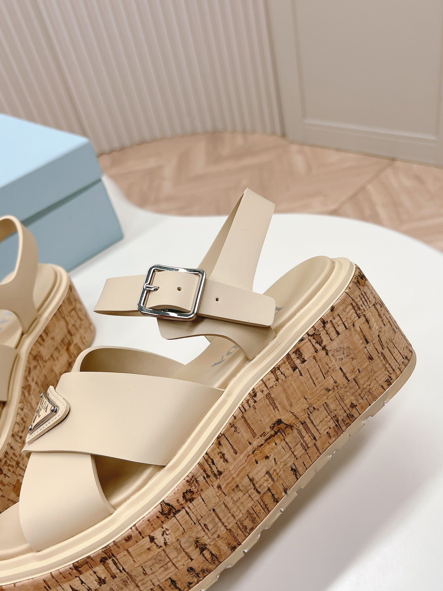 Luxury PradaHigh Heel 80 Sandal Beige