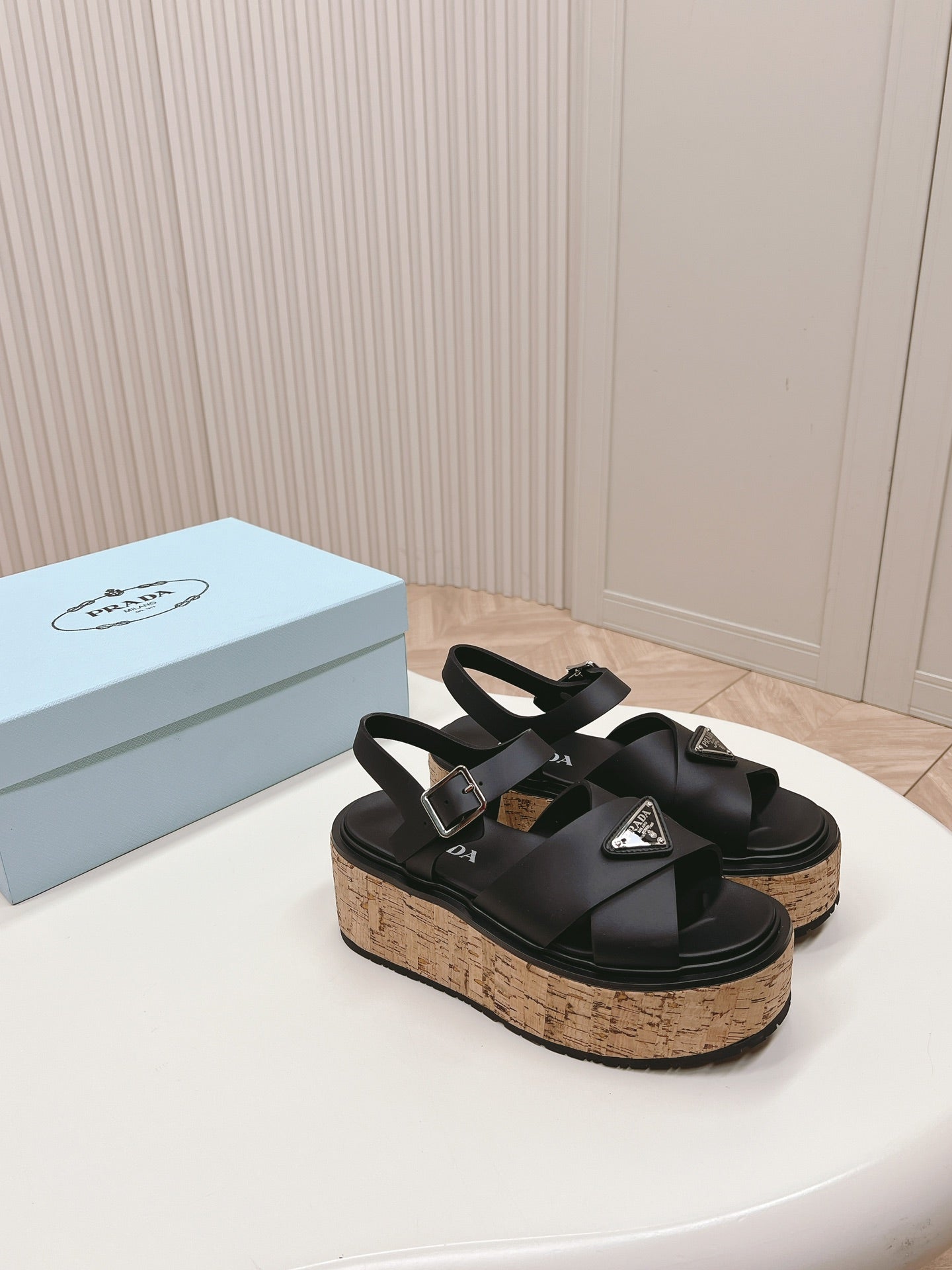 Luxury PradaHigh Heel 80 Sandal Black