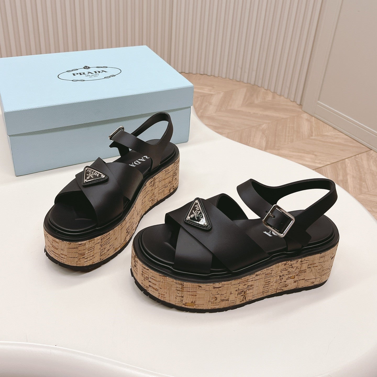 Luxury PradaHigh Heel 80 Sandal Black