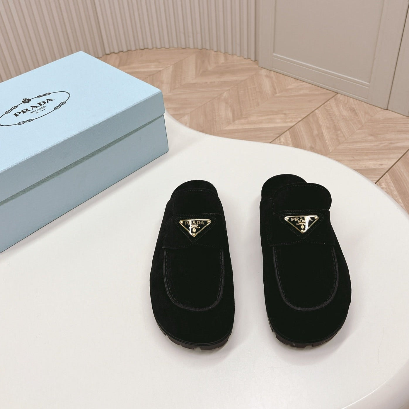 Luxury PradaSABOTS MULES BLACK SUEDE