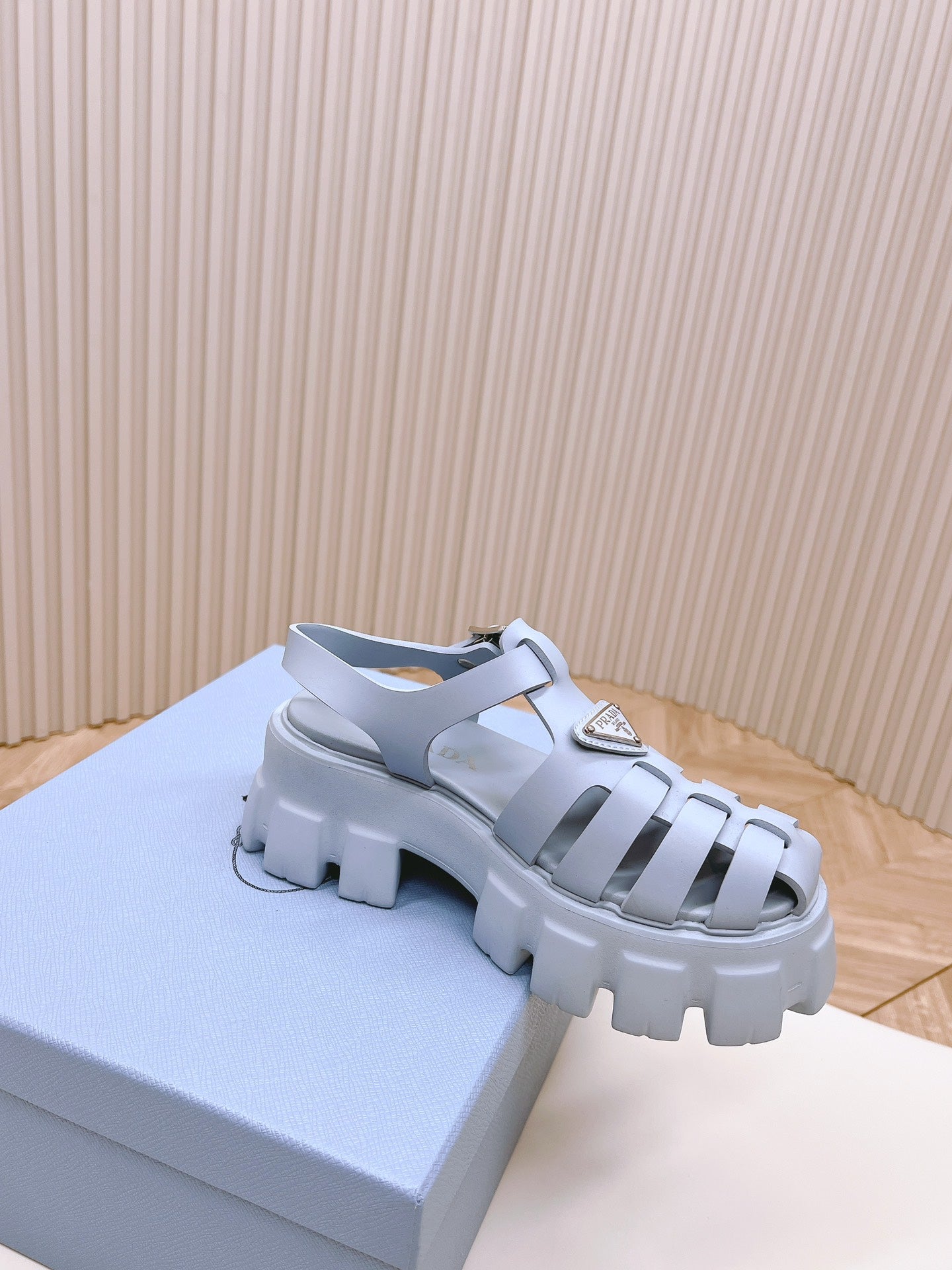 Luxury PradaRubber Monolith Sandals 55 Baby Blue