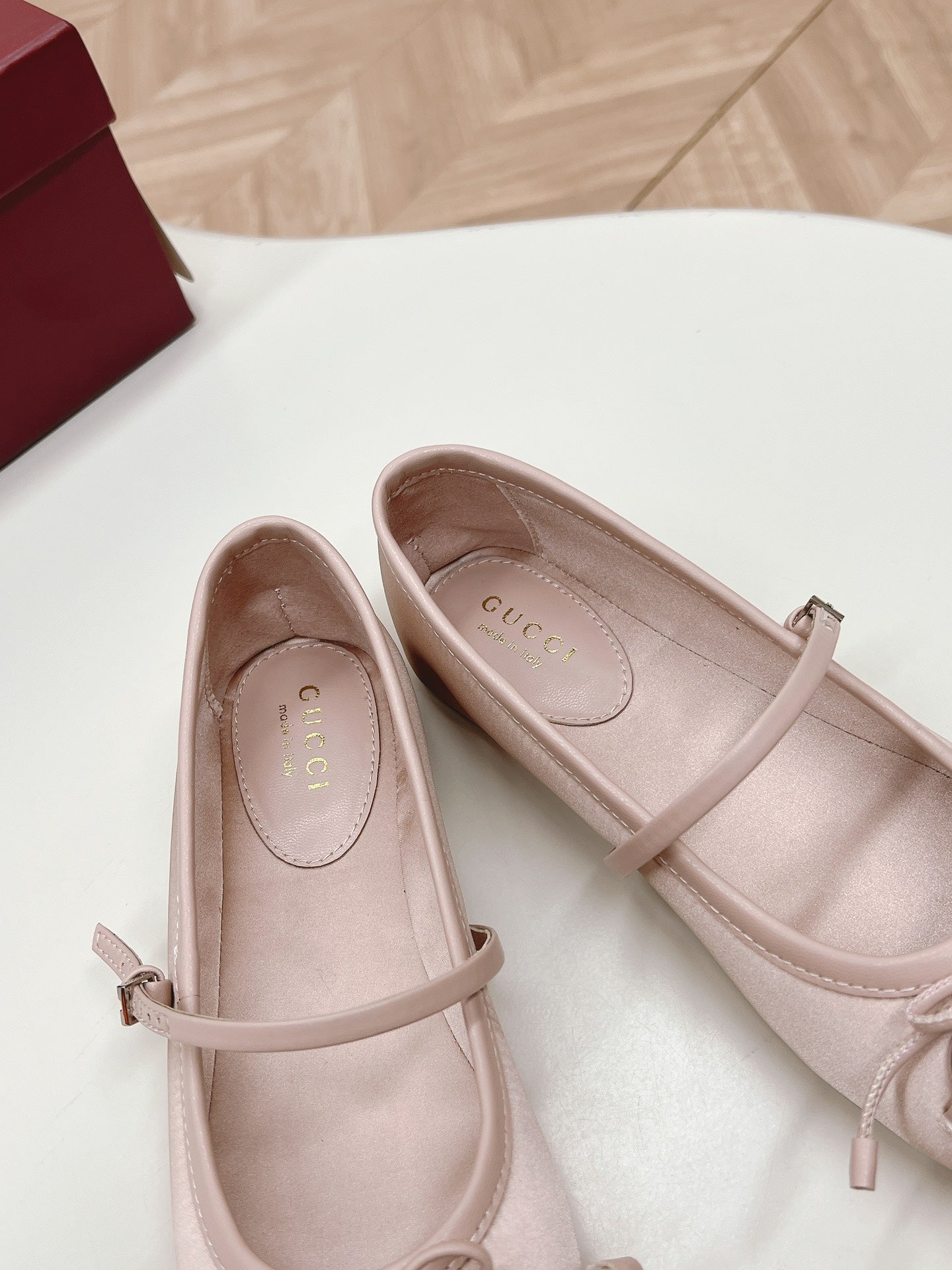 Luxury Gucci GG BALLET FLAT PASTEL PINK SILK