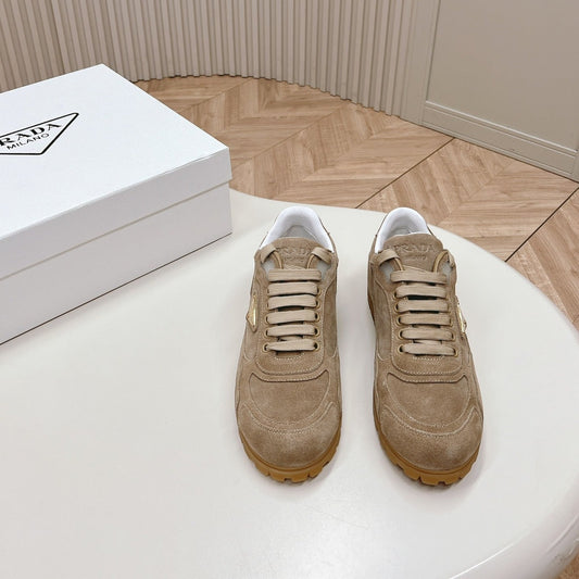 Luxury PradaFADED SUEDE SNEAKERS PEANUT