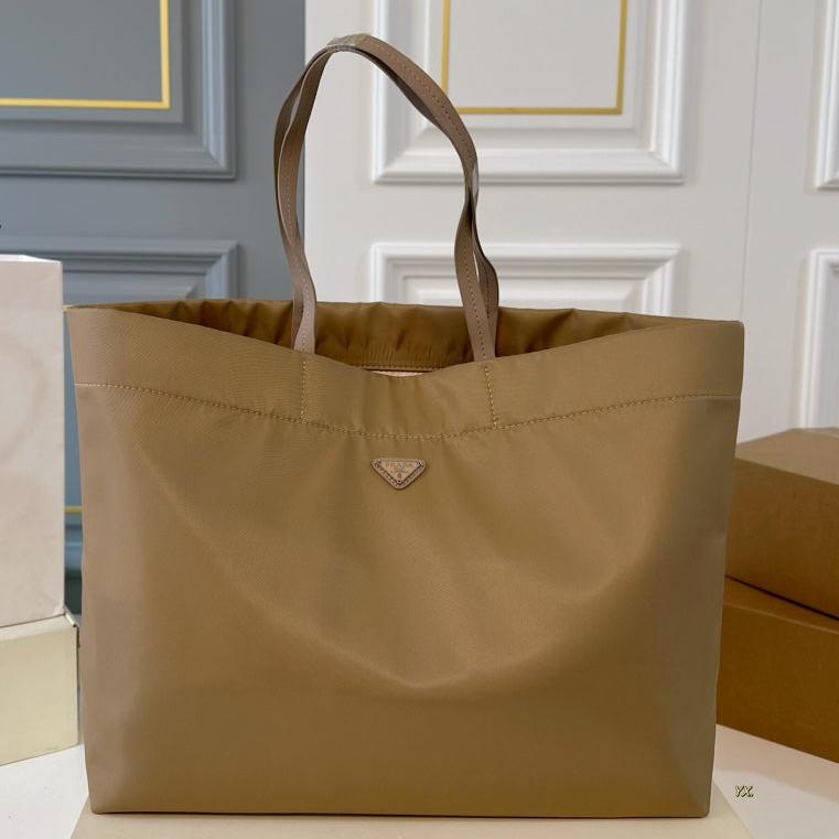 Luxury Prada49 TOTE BAG IN CAMEL BROWN RE-NYLON
