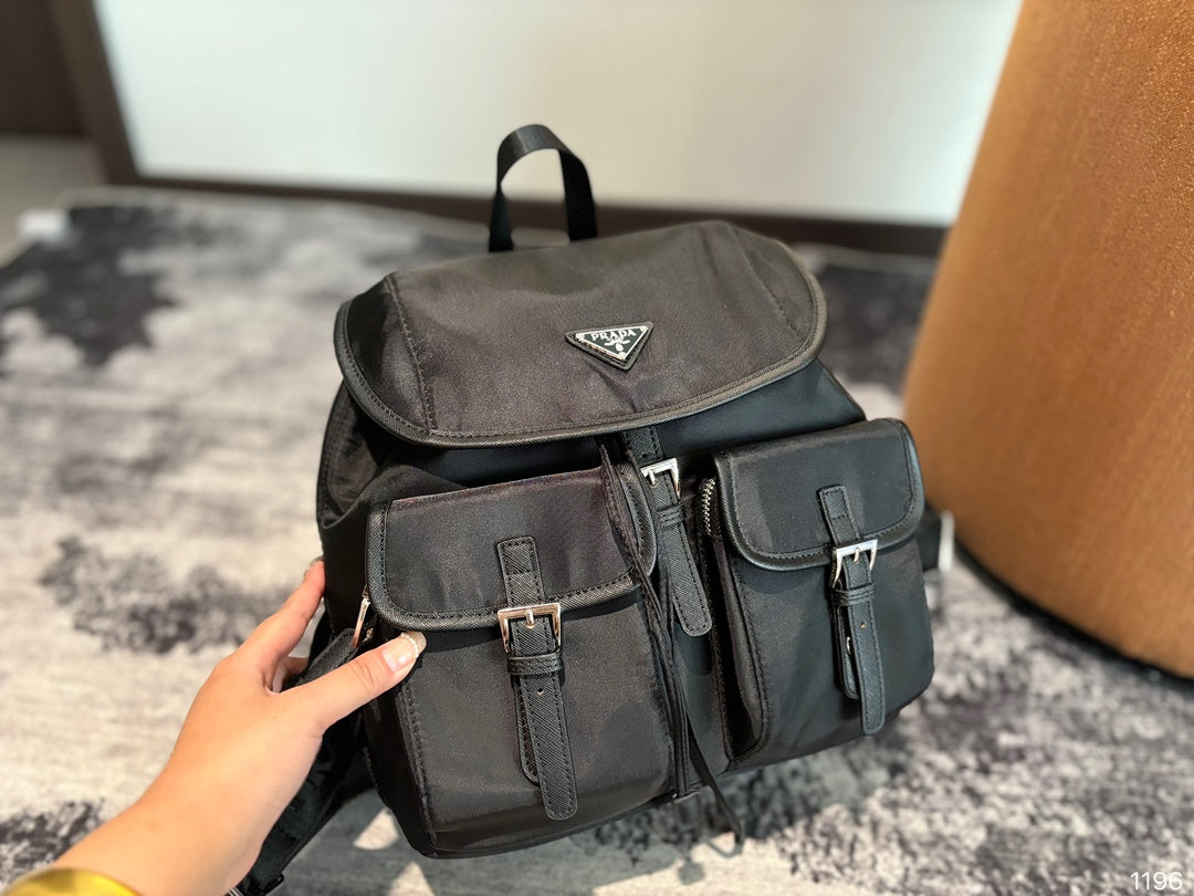 Luxury Prada32 BACKPACK IN BLACK RE-NYLON