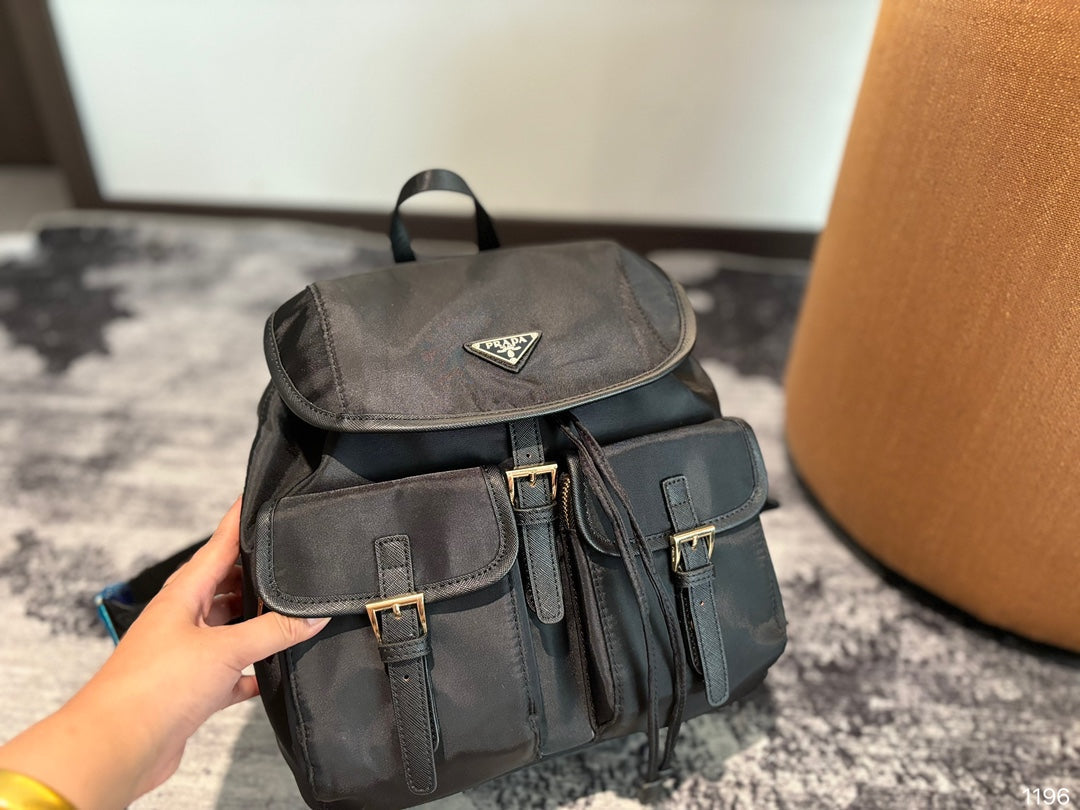 Luxury Prada32 BACKPACK IN BLACK RE-NYLON