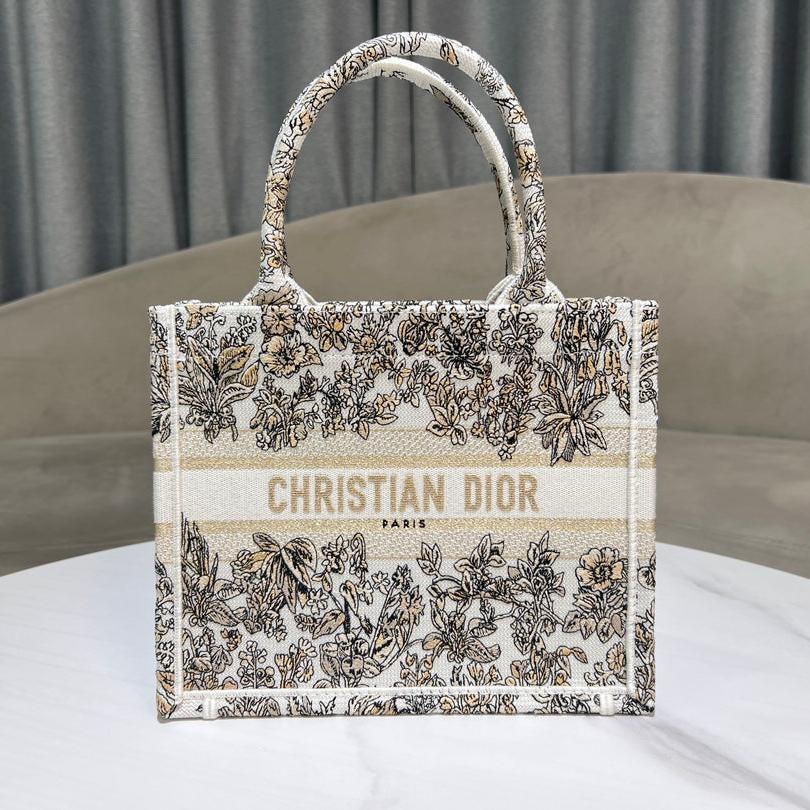 Luxury DiorBook Tote 26.5 Beige White Canvas