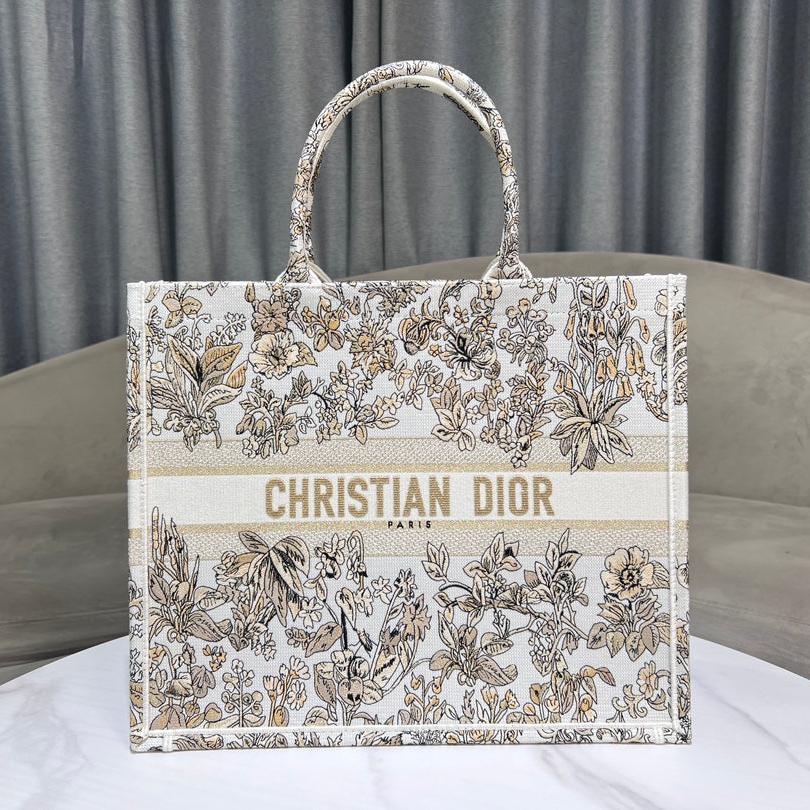 Luxury DiorBook Tote 41.5 Beige White Canvas