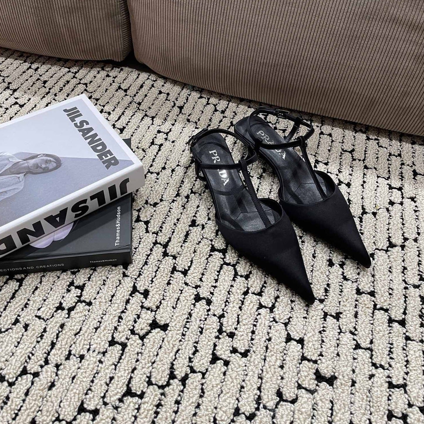 Luxury PradaSATIN SLINGBACK PUMPS BLACK
