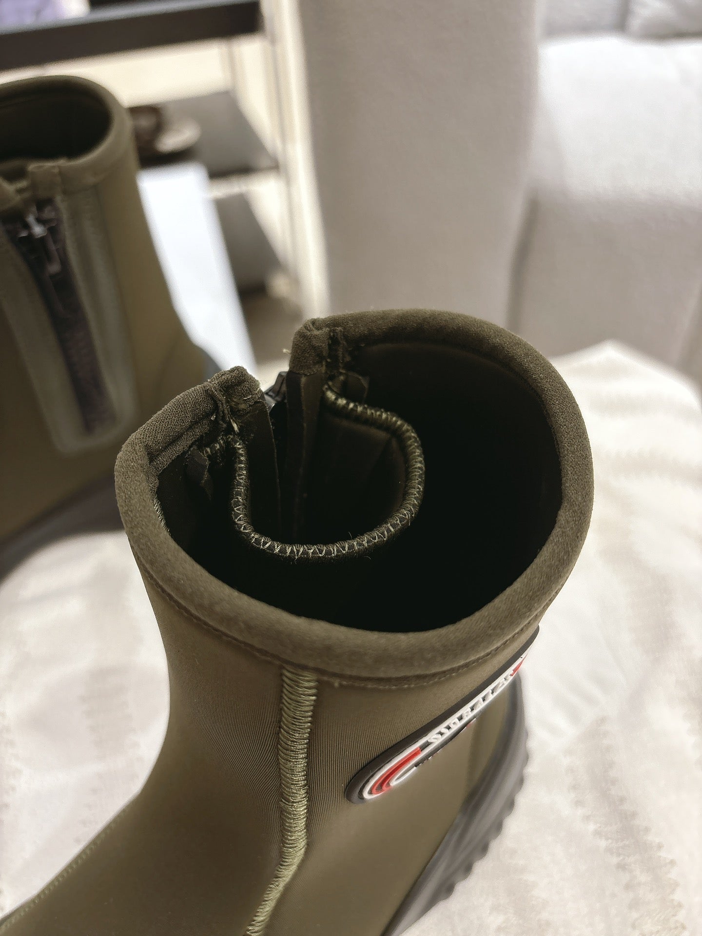 Luxury DiorAnkle Boots Brown Moss Green Elastic Fabric