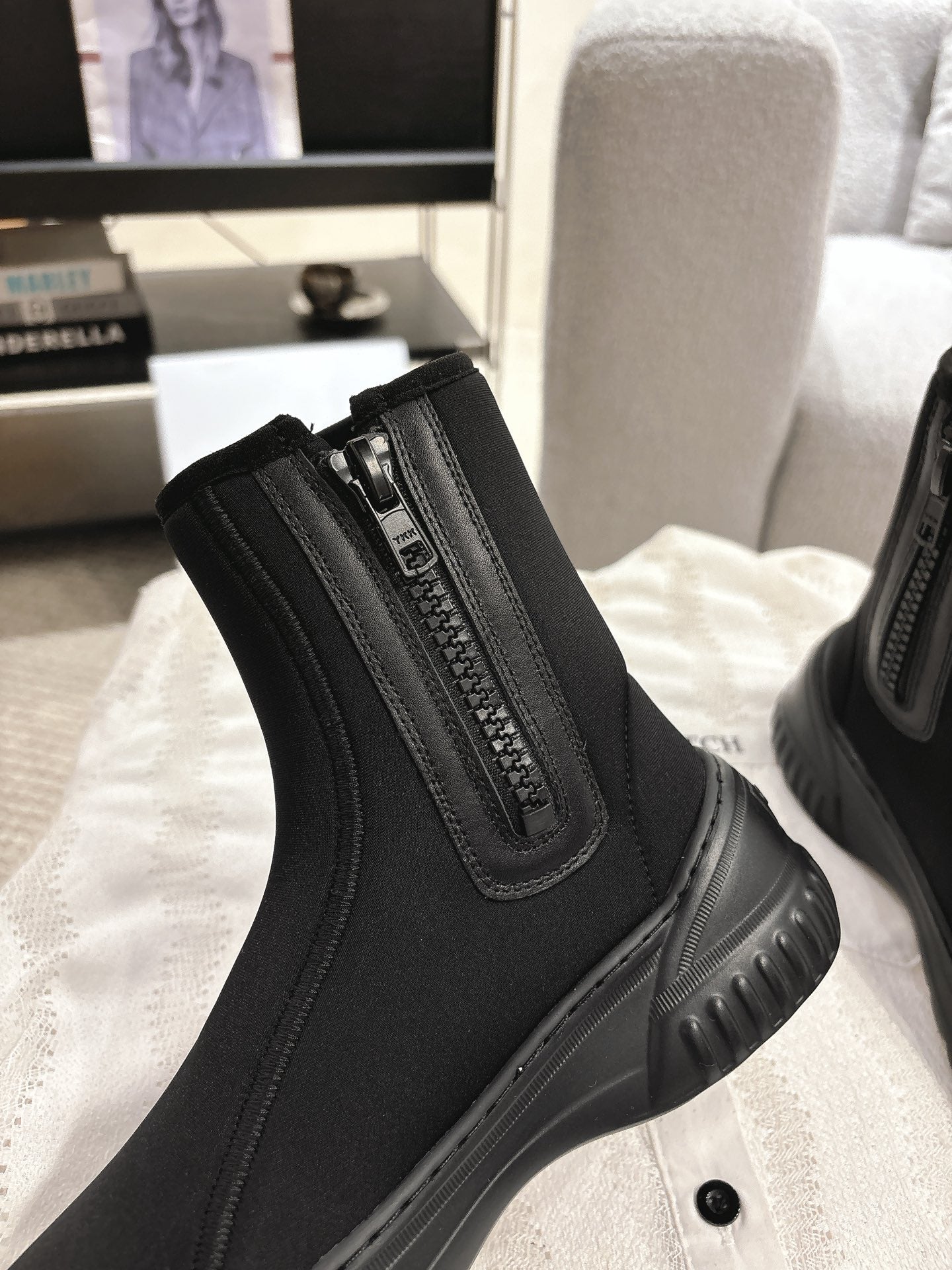 Luxury DiorAnkle Boots Black Elastic Fabric