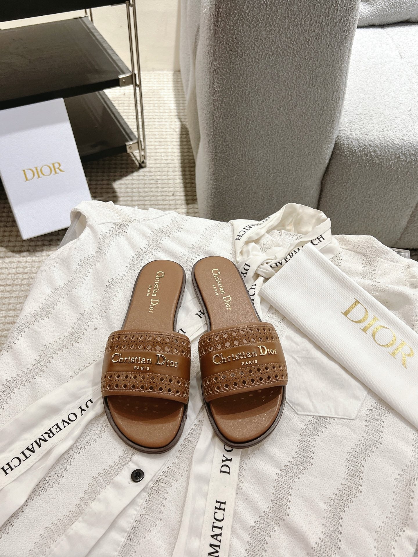 Luxury Dior25 D-Lane Slide Calfskin 241455