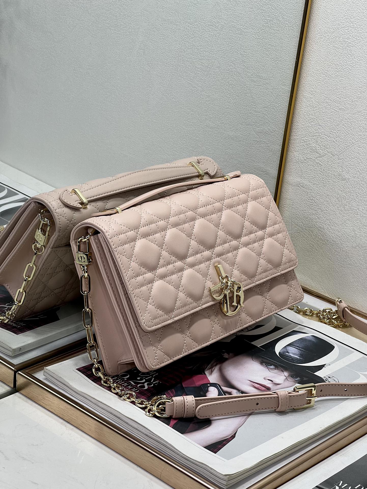 Luxury DiorMY 24 TOP HANDLE BAG PASTEL PINK LAMBSKIN