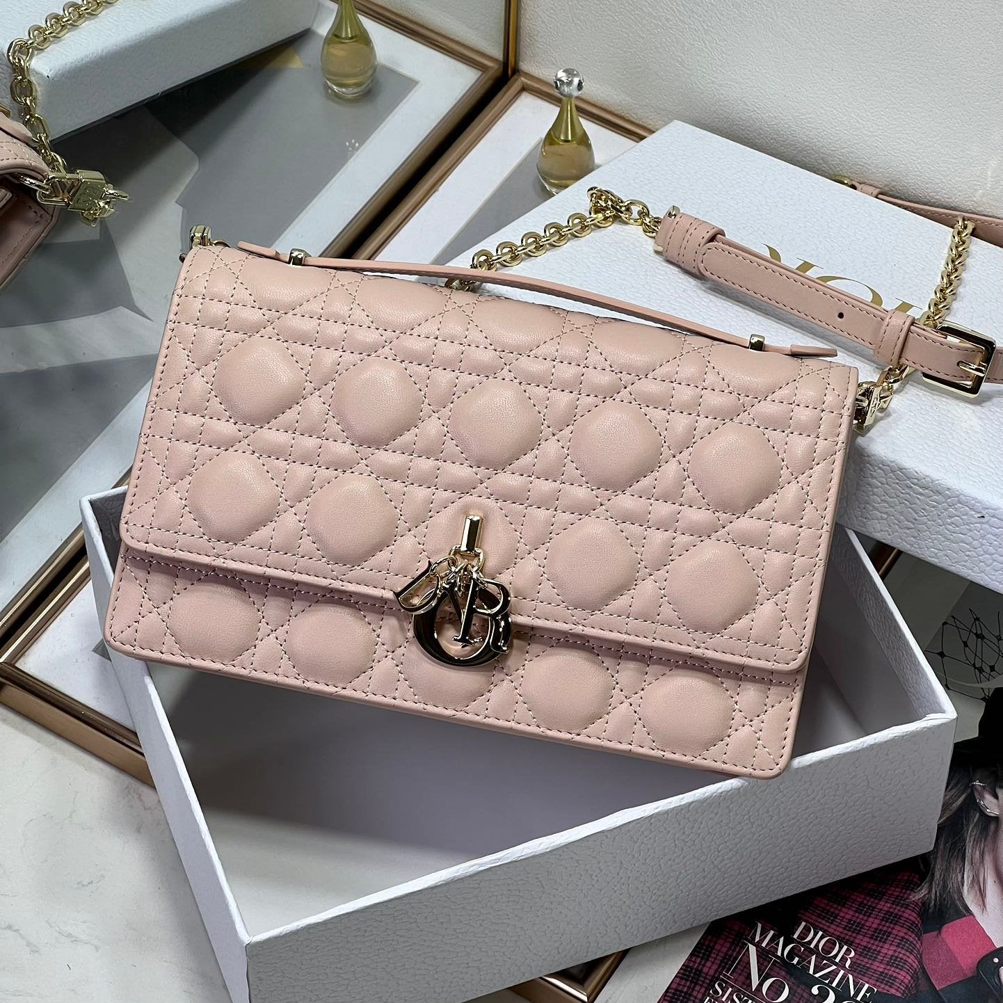 Luxury DiorMY 24 TOP HANDLE BAG PASTEL PINK LAMBSKIN
