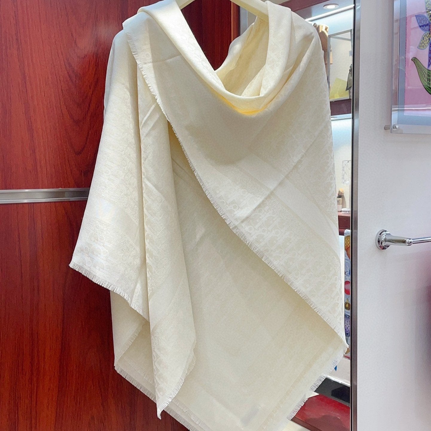 Luxury DiorSQUARE SCARF 140 CM IN WHITE WOOL AND SILK  408660