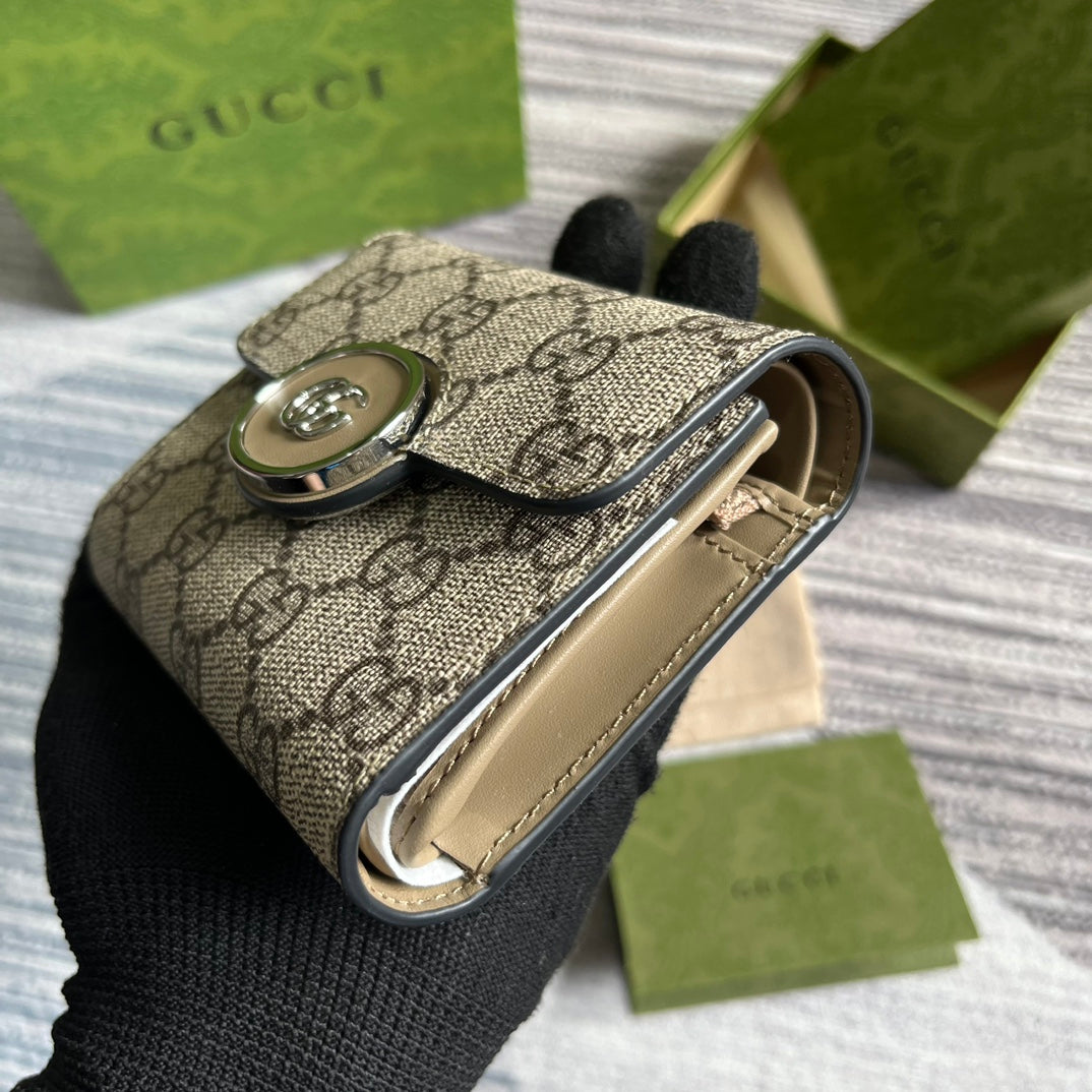 Luxury Gucci MINI WALLET 11 IN BEIGE MIX BROWN CANVAS